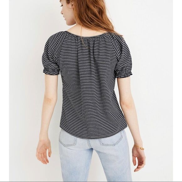 Madewell Texture & Thread Peasant Top in Stripe - Picture 3 of 8